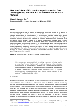 How the Culture of Economics Stops Economists from Studying