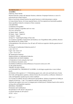 12 | Page MATHEMATICS - I ALGEBRA PARTIAL FRACTIONS