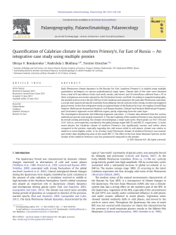 Quantification of Calabrian climate in southern Primory`e, Far East of