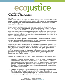 The Species at Risk Act (2002)