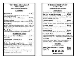 THE MECCA RESTAURANT Established 1930 Appetizers Small