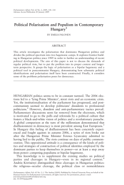 Political Polarisation and Populism in Contemporary Hungary