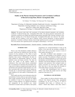 Studies on the Physico-chemical Parameters and Correlation