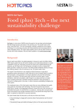 Food (plus) Tech &ndash; the next sustainability challenge