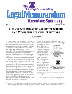 the use and abuse of executive orders and other presidential