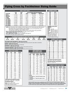 Flying Cross Sizing Information