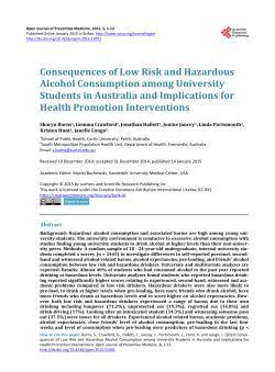 Consequences of Low Risk and Hazardous Alcohol Consumption