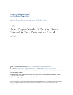 Habeas Corpus Outside US Territory - University of Miami School of