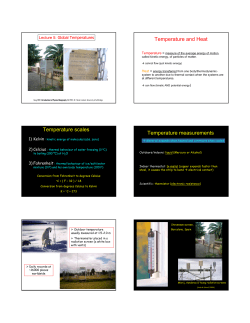 Temperature and Heat Temperature scales Temperature