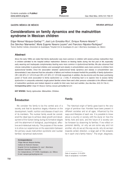 Considerations on family dynamics and the malnutrition syndrome in