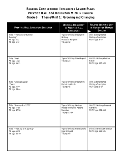 reading connections: integrated lesson plans