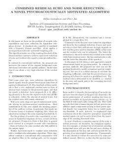 combined residual echo and noise reduction: a novel