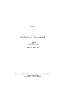 Introduction to Photogrammetry