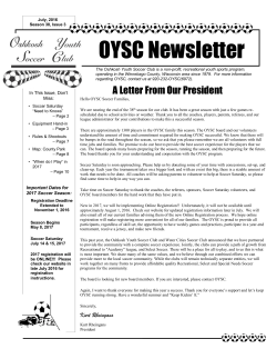 OYSC Newsletter - Oshkosh Youth Soccer Club