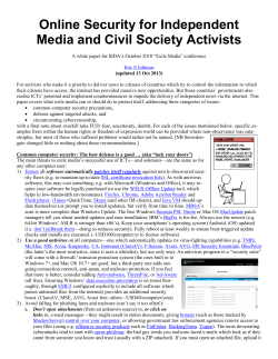 Online Security for Independent Media and Civil Society Activists