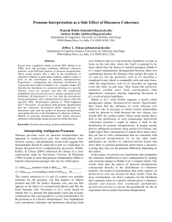 Pronoun Interpretation as a Side Effect of Discourse Coherence