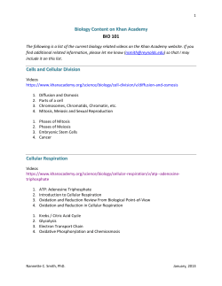 Biology Content on Khan Academy BIO 101 Cells and Cellular