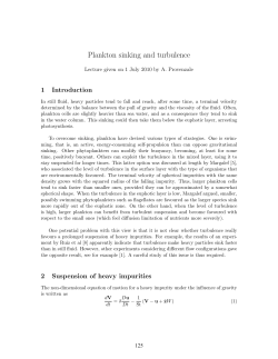 Plankton sinking and turbulence
