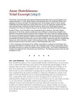 Anne Hutchinson: Trial Excerpt (1637) - apush-xl