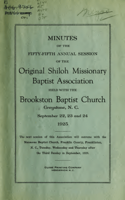 Minutes of the annual session of the Original Shiloh Missionary