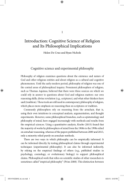 Introduction: Cognitive Science of Religion and Its Philosophical