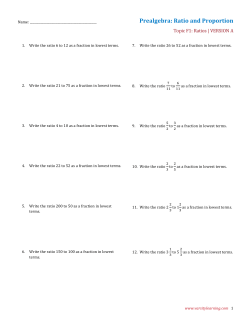Prealgebra: Ratio and Proportion