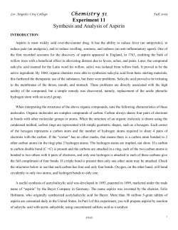 Experiment 11 Synthesis and Analysis of Aspirin