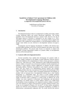 Sensitivity to Subject-verb agreement in Children with Developmental