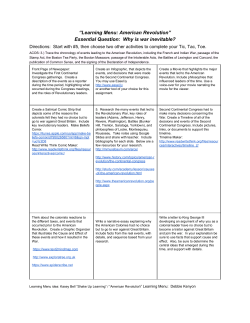 Learning Menu: American Revolution