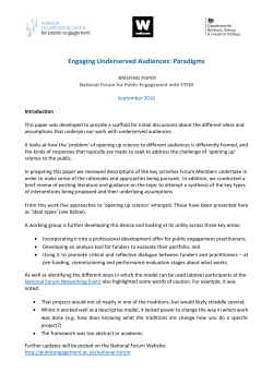 Engaging Underserved Audiences: Paradigms