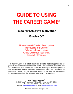 Lesson Ideas for Grades 5 - The Career Game by Rick Trow