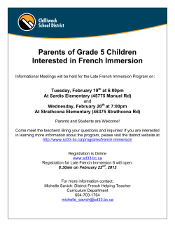 Parents of Grade 5 Children Interested in French Immersion