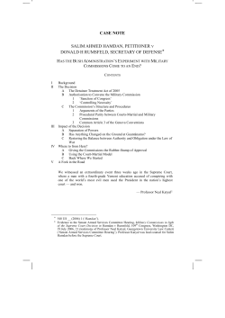 Salim Ahmed Hamdan, Petitioner v Donald H Rumsfeld, Secretary of