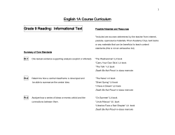 English 1A English 1A Course Curriculum Course Curriculum