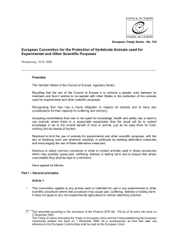 European Convention for the Protection of Vertebrate Animals