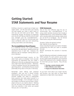 STAR Statements and Your Resume