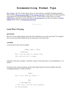 Screenwriting Format Tips
