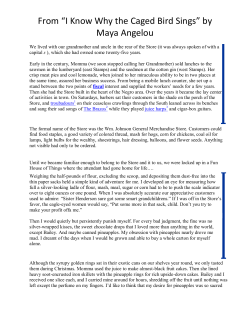 From &ldquo;I Know Why the Caged Bird Sings&rdquo; by Maya Angelou