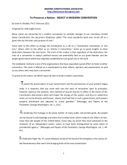 To Preserve a Nation - REJECT A MODERN CONVENTION