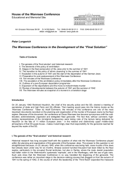 House of the Wannsee Conference The Wannsee Conference in the