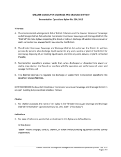 Fermentation Operations Bylaw 294, 2015