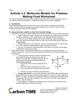 Activity 4.3: Molecular Models for Potatoes Making Food