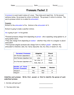 NEW Pronouns Packet I