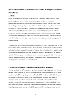 Financial Elites and the Social Sciences: The case for studying a
