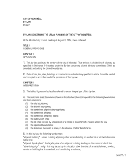 94-077 / 1 CITY OF MONTR&Eacute;AL BY-LAW 94-077 BY