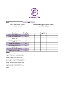 Exercise Sets/Reps Weight Used Close Stance DB Squats 3x15