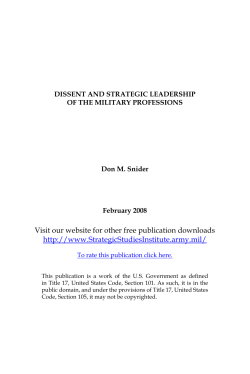 Dissent and Strategic Leadership of the Military Professions