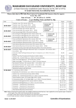 Theory date sheet of B.Com (Pass Course