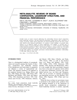 Meta-analytic reviews of board composition, leadership structure