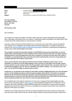 Commonwealth Freedom of Movement Organisation: Submissions 1